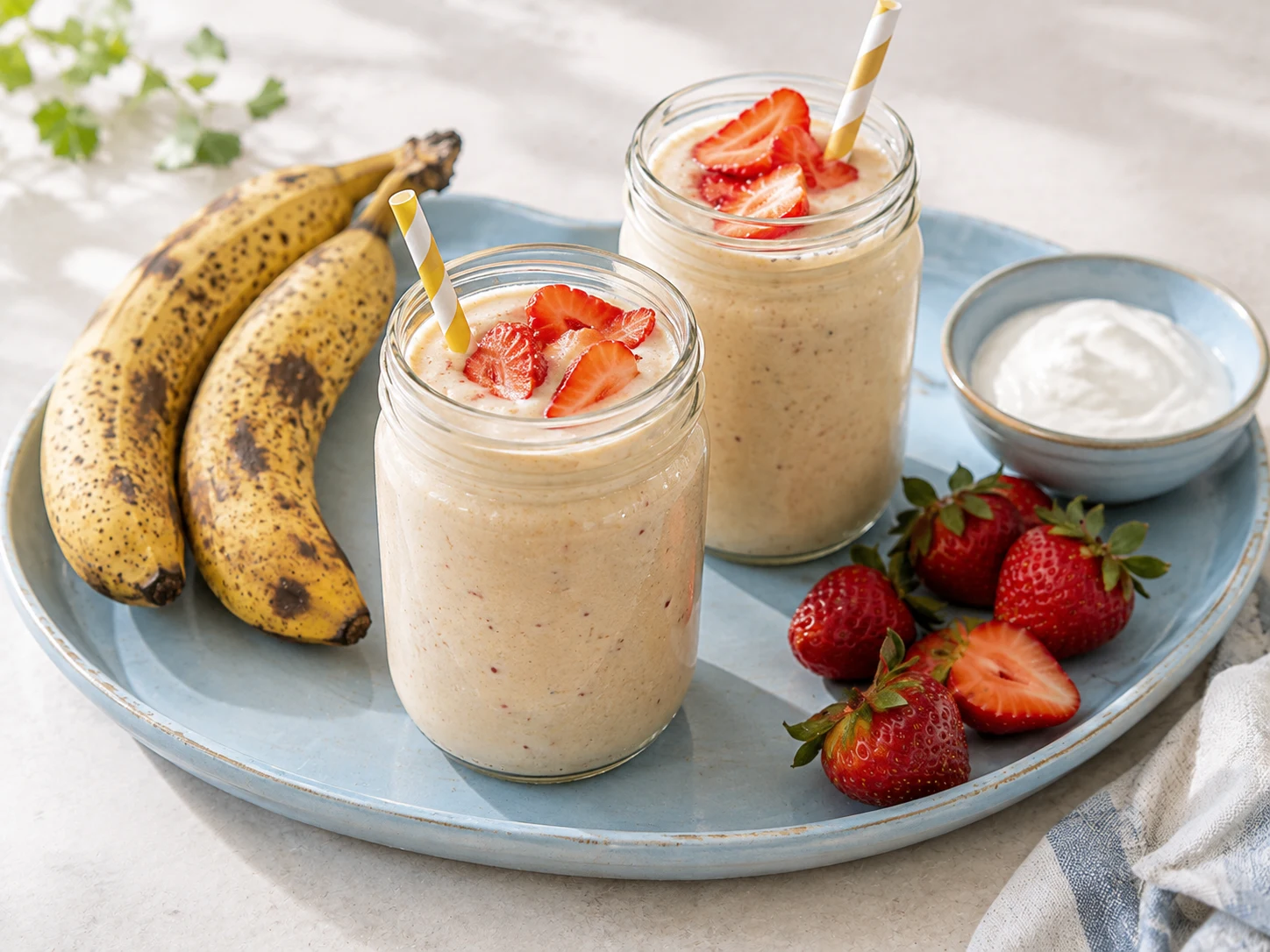 Smoothie di banana in barattoli di vetro